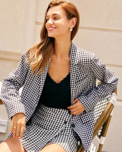 The Black Lapel Plaid Single-Breasted Blazer