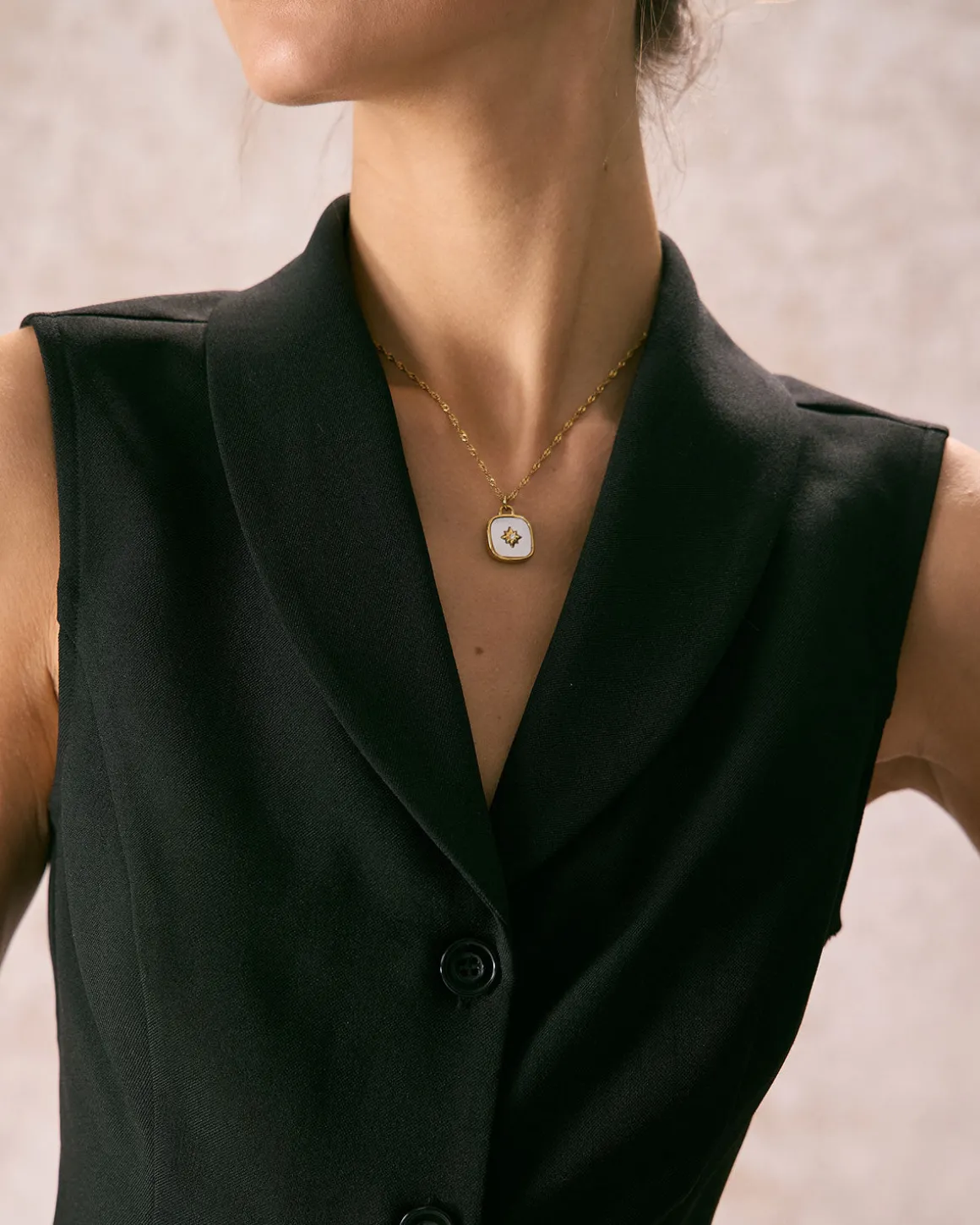 The Black Lapel Sleeveless Button Up Vest