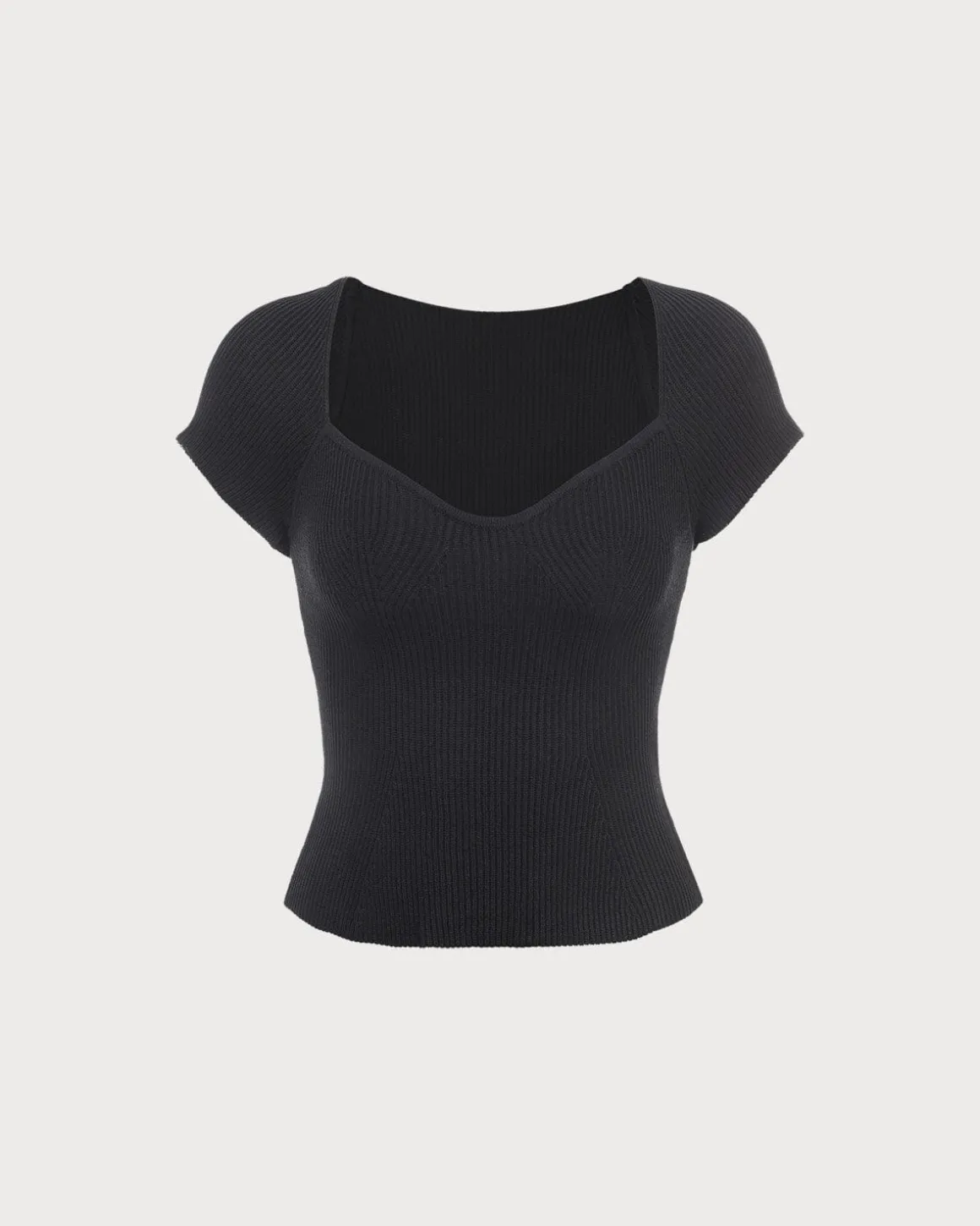 The Black Square Neck Short Sleeve Knit Top