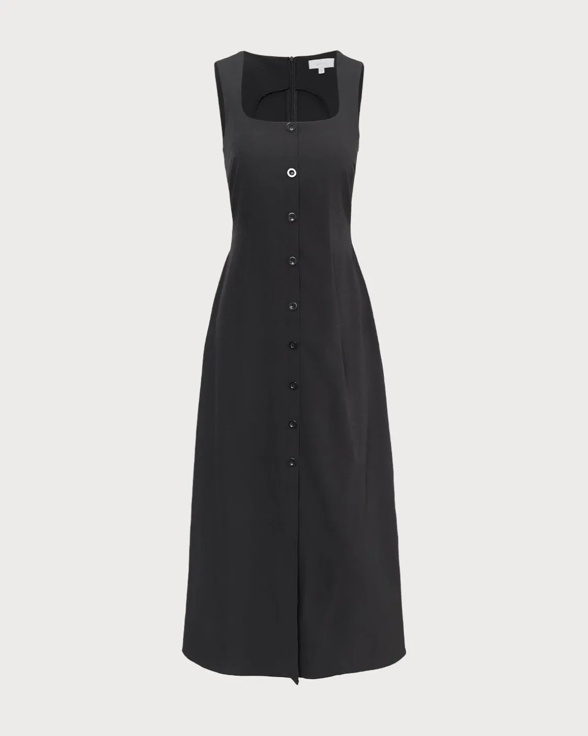 The Black U Neck Tie Back Sleeveless Maxi Dress
