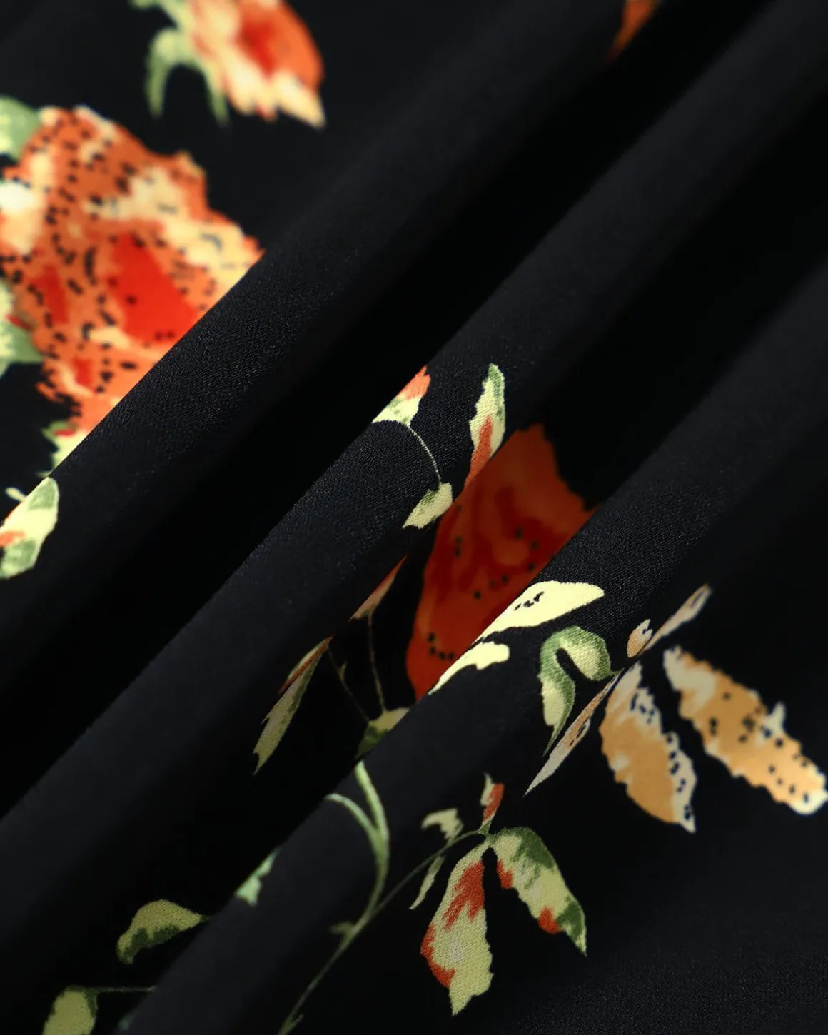 The Black V Neck Floral Short Sleeve Maxi Dress