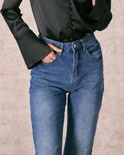 The Blue High Waisted Straight Leg Jeans