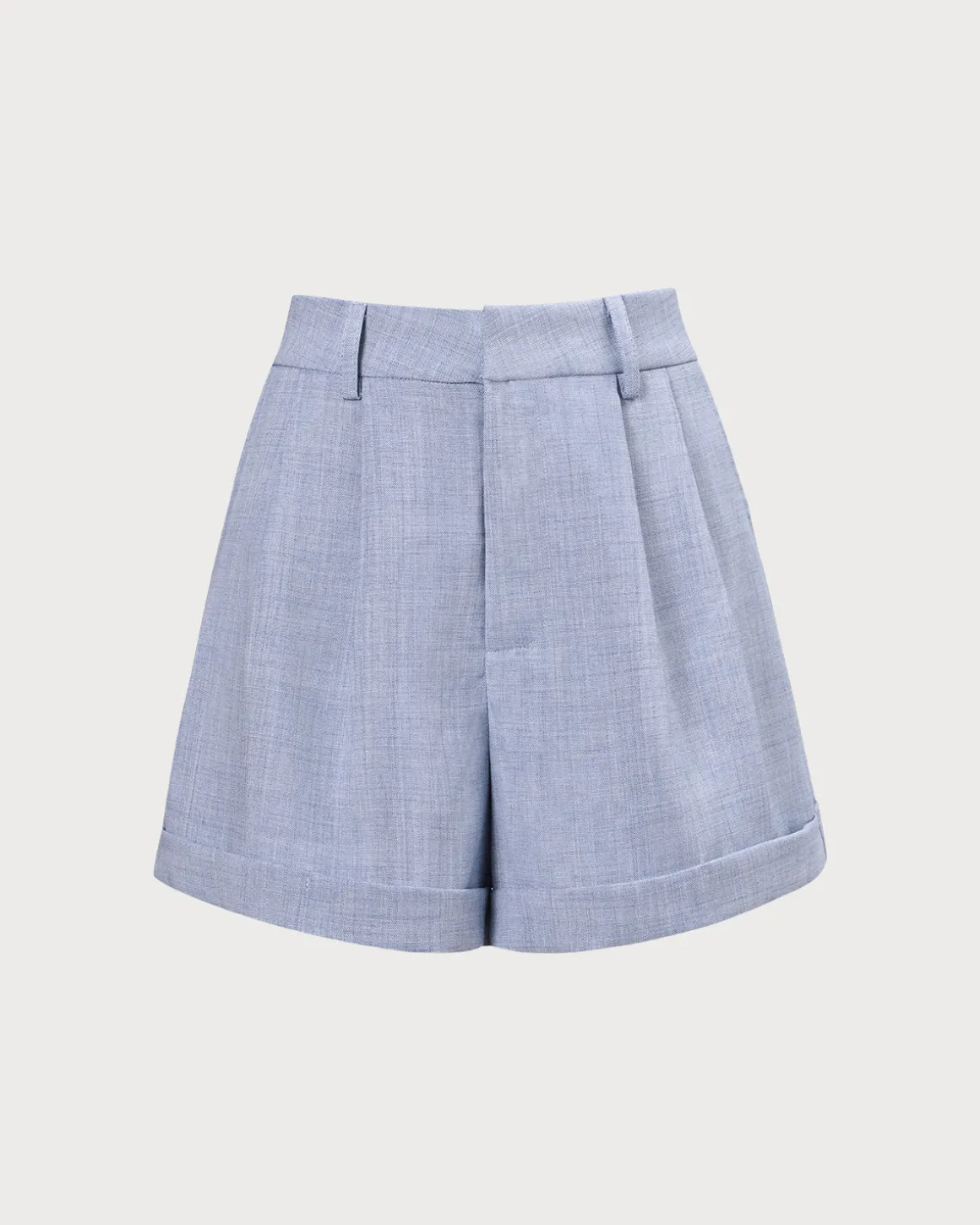 The Blue High-Waisted Pleated Shorts