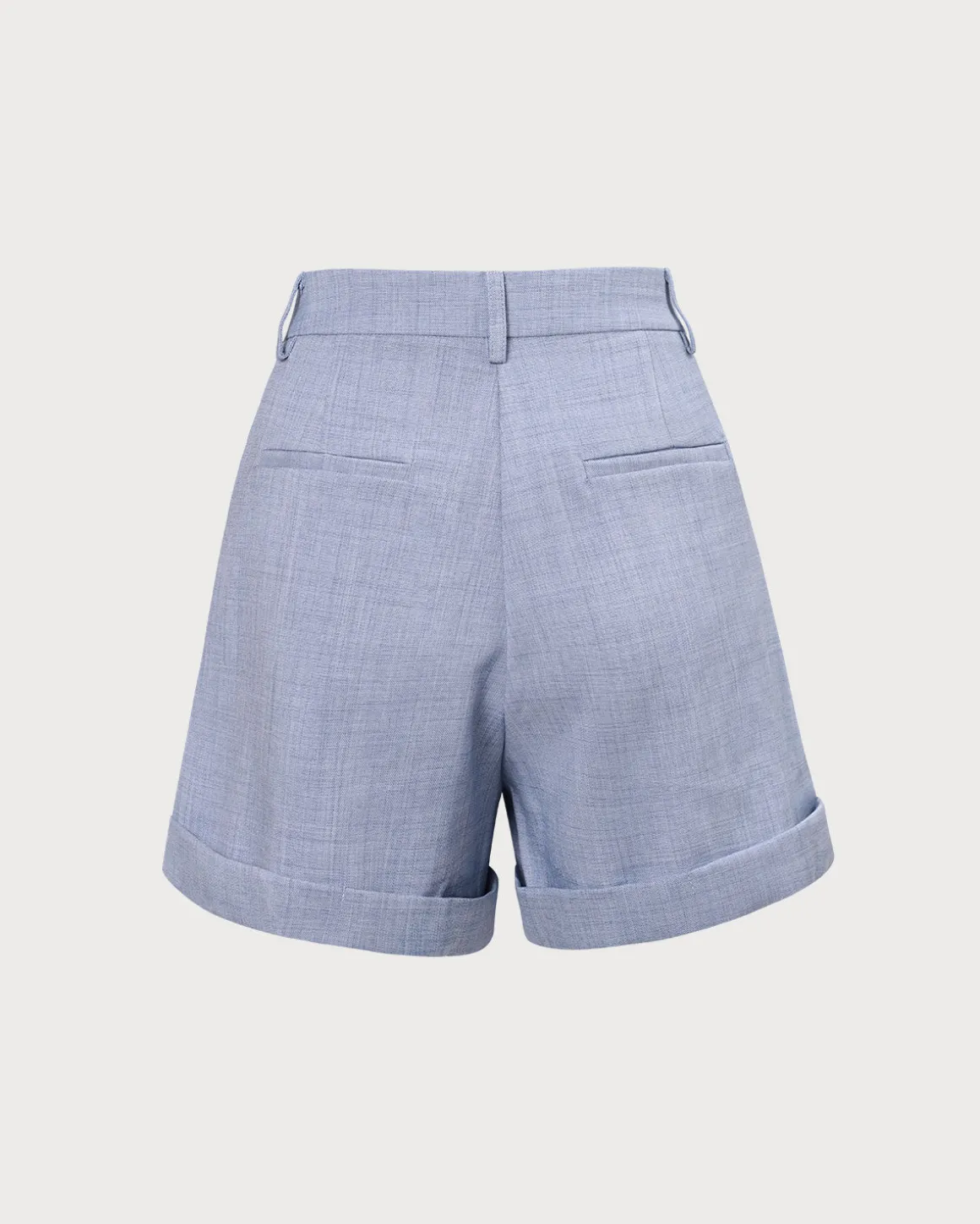 The Blue High-Waisted Pleated Shorts