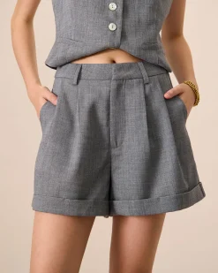 The Blue High-Waisted Pleated Shorts