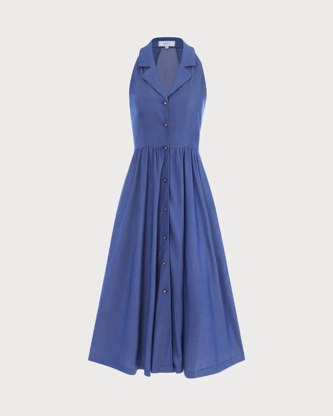 The Blue Lapel Tunic Sleeveless Midi Dress