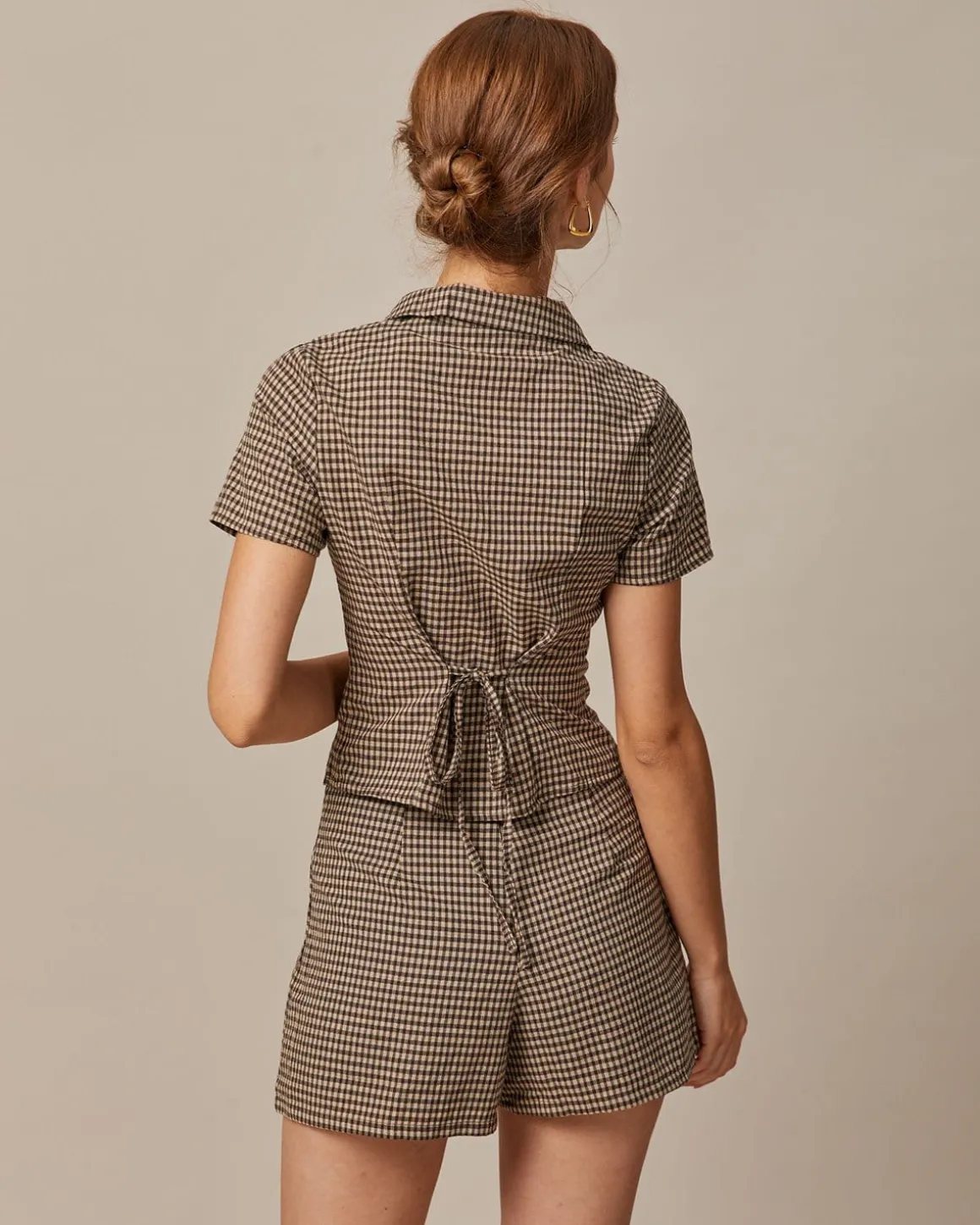 The Brown High Waisted Plaid Shorts