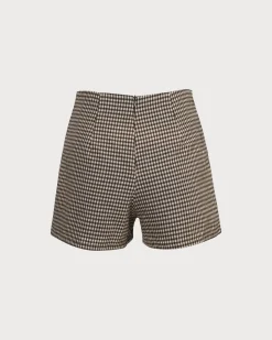 The Brown High Waisted Plaid Shorts