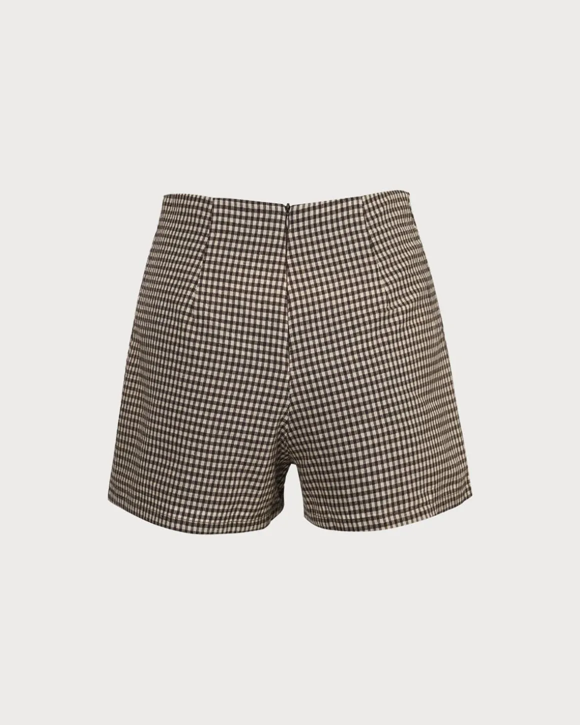The Brown High Waisted Plaid Shorts