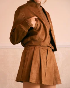 The Brown High Waisted Suede Mini Skirt