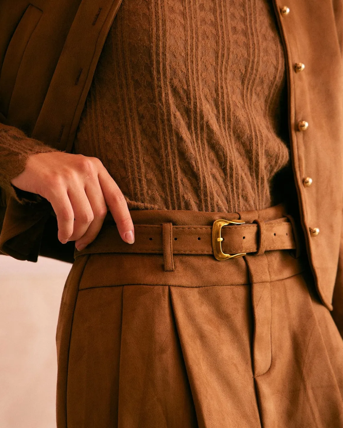 The Brown High Waisted Suede Mini Skirt