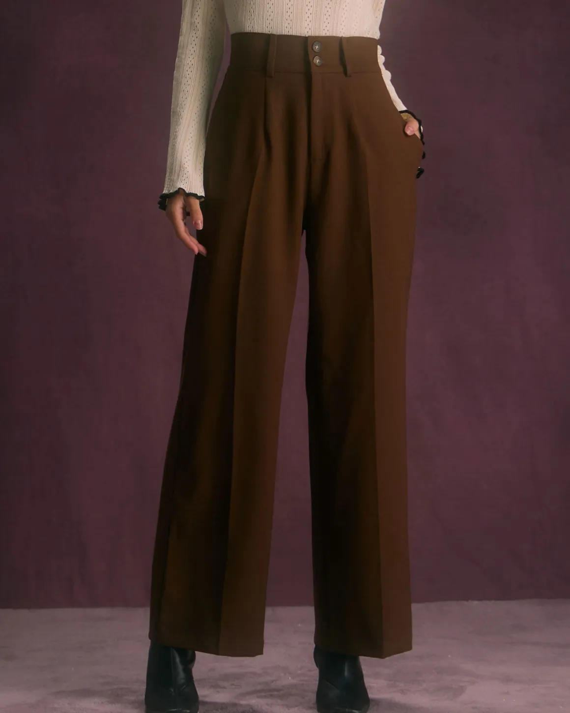 The Coffee Button Slant Pocket Straight Pants