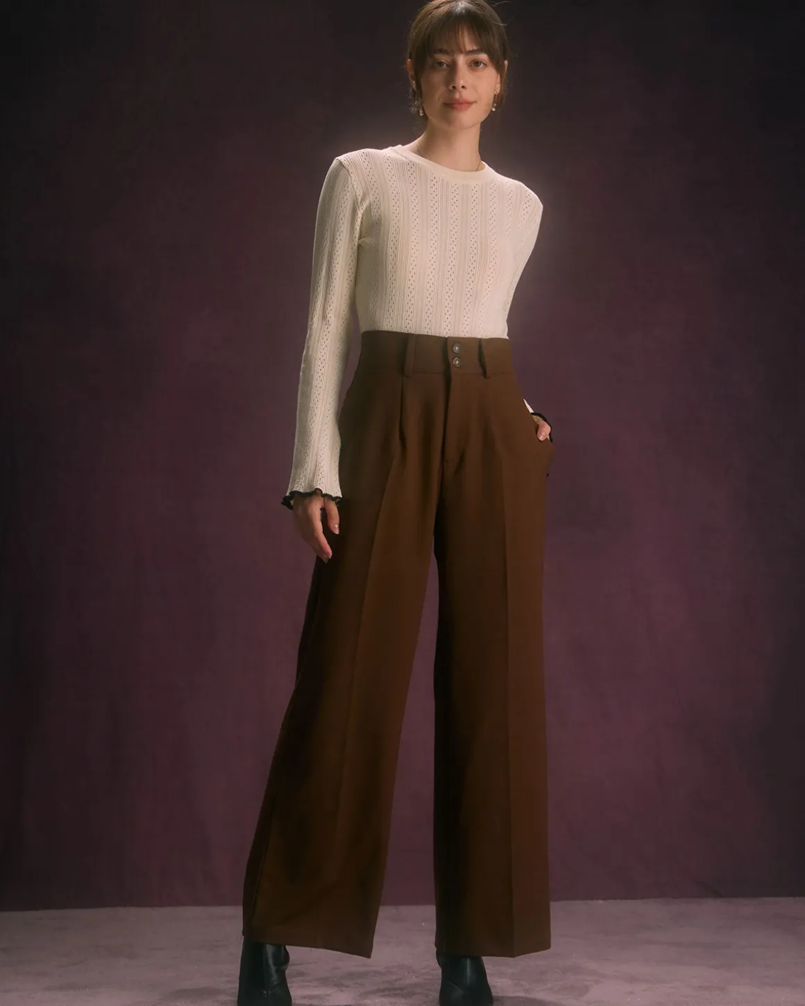 The Coffee Button Slant Pocket Straight Pants