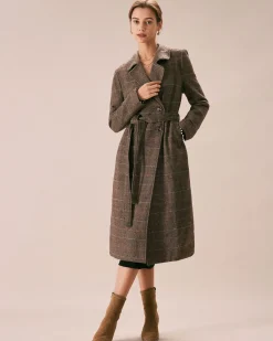 The Coffee Lapel Belted Double Breasted Coat