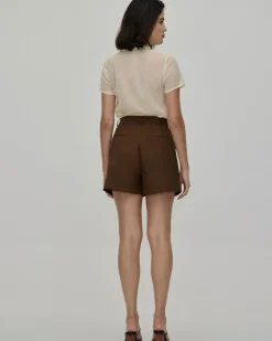 The Coffee Pleated High-Waisted Wide Leg Shorts