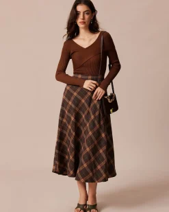 The Coffee V Neck Criss-Cross Wrap Knit Top