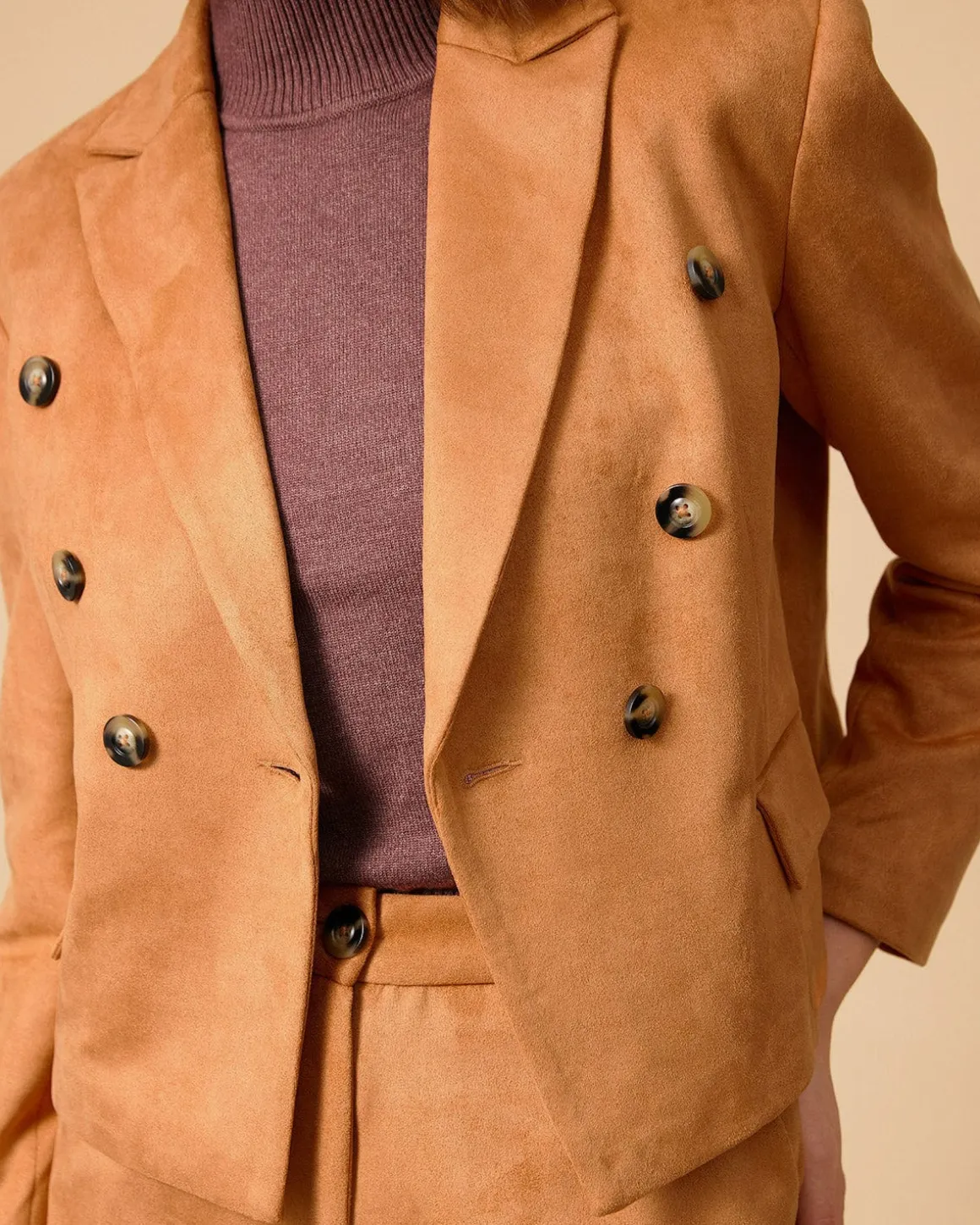 The Collared Buttons Suede Blazer
