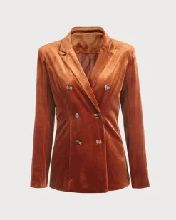 The Collared Double-breasted Velvet Blazer