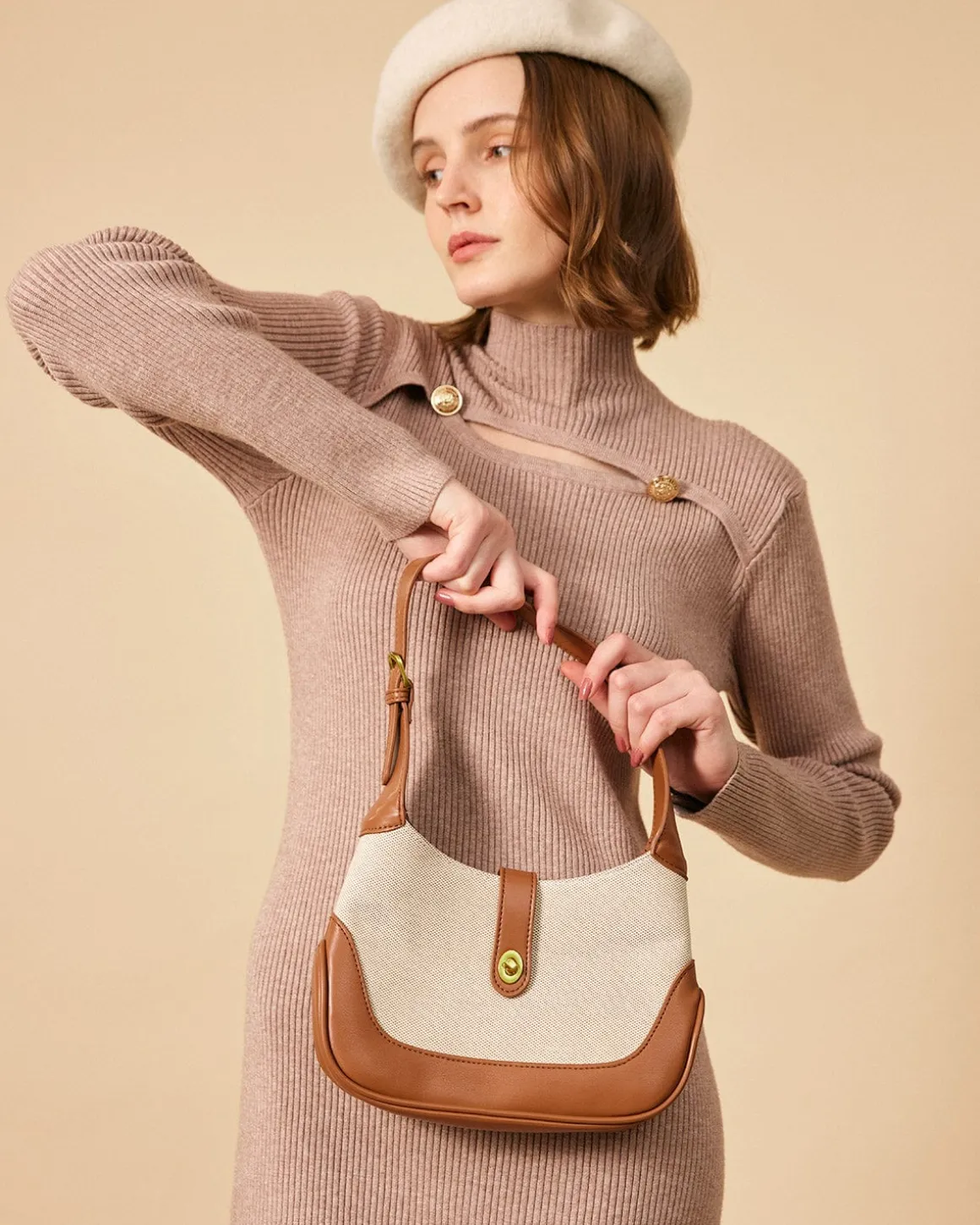 The Color Block Twist Lock Hobo Bag