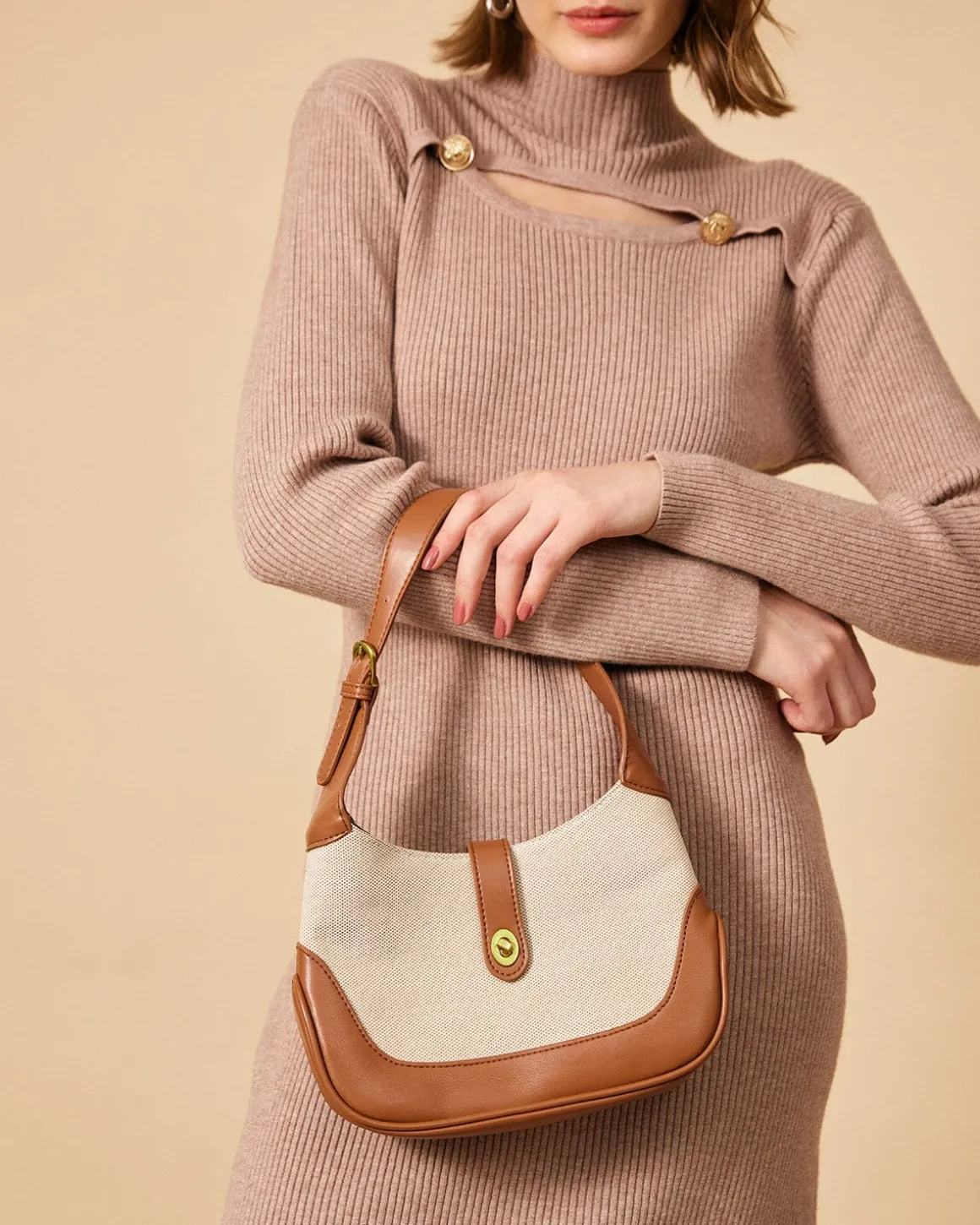 The Color Block Twist Lock Hobo Bag