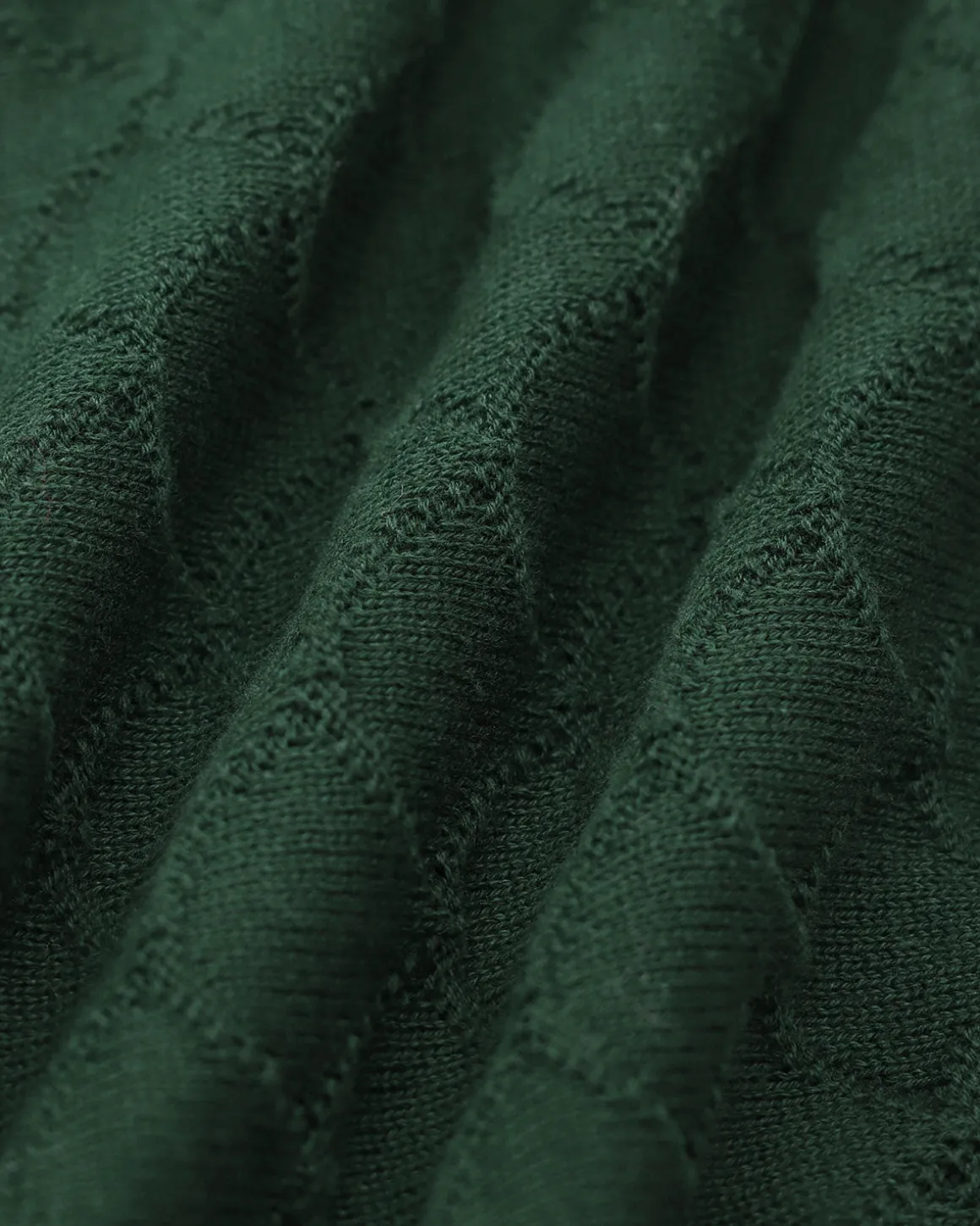 The Dark Green Lapel Ribbed Textured Knit Top