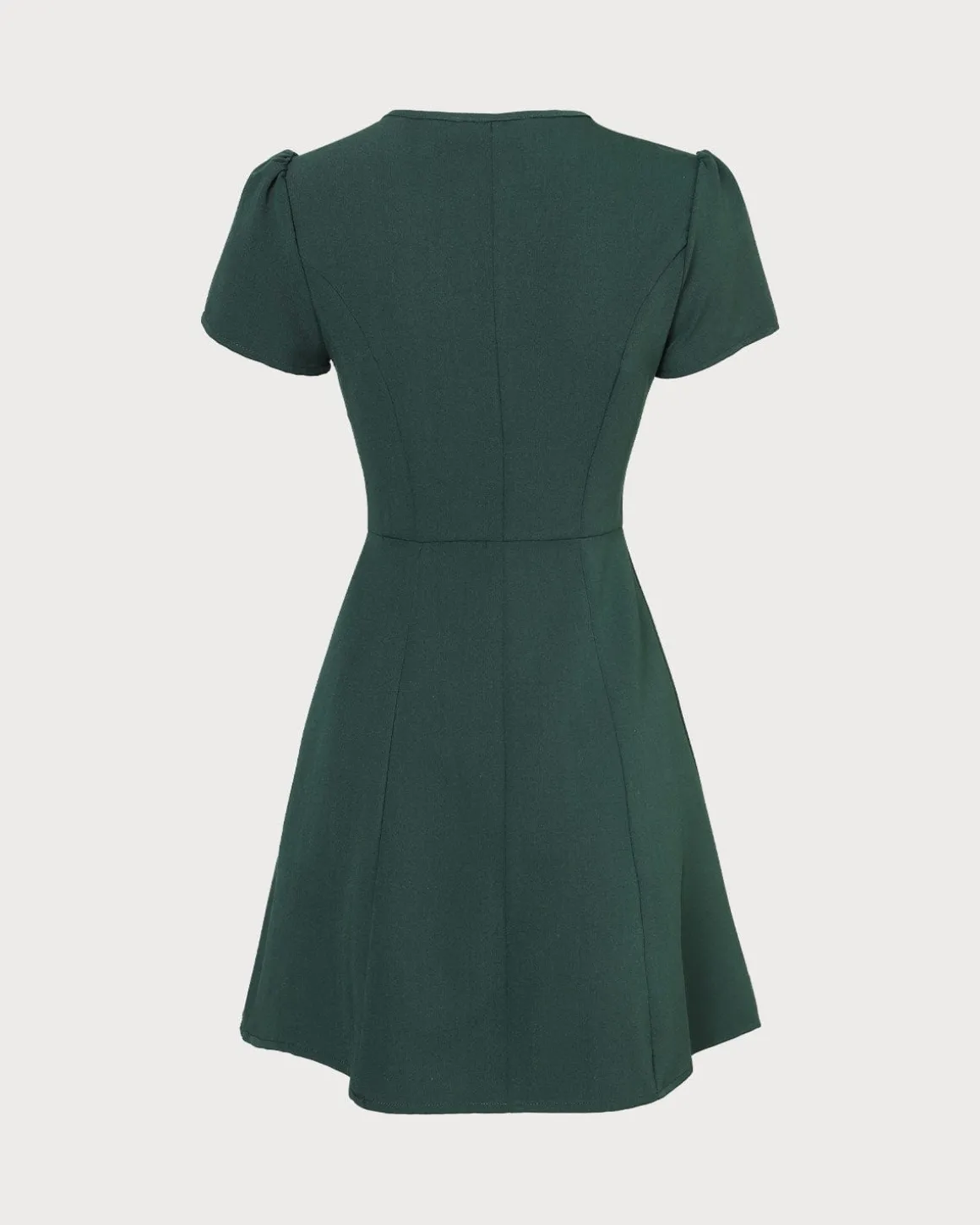 The Dark Green V Neck Button-up Shirt Mini Dress