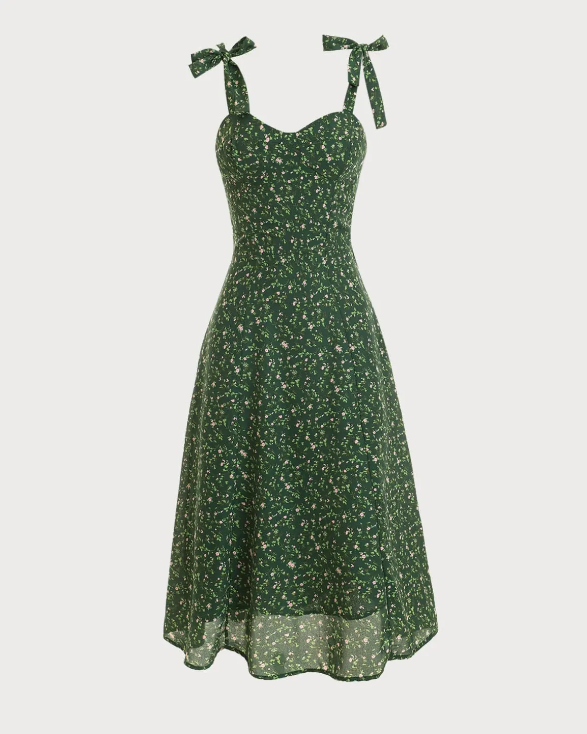 The Floral Tie Straps Midi Dress