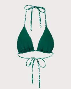 The Green Reversible Floral Triangle Bikini Top
