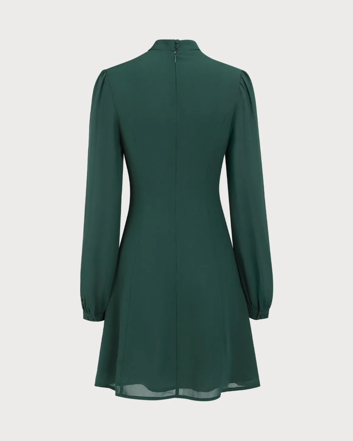 The Green Stand Collar Sheer Slit Mini Dress