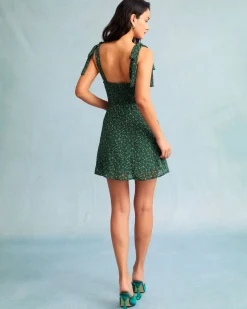The Green Sweetheart Neck Floral Slip Mini Dress