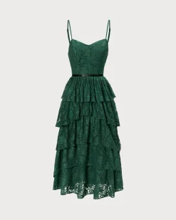 The Green Sweetheart Neck Lace Maxi Dress