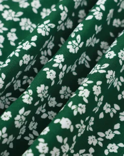 The Green V Neck Floral Button Midi Dress