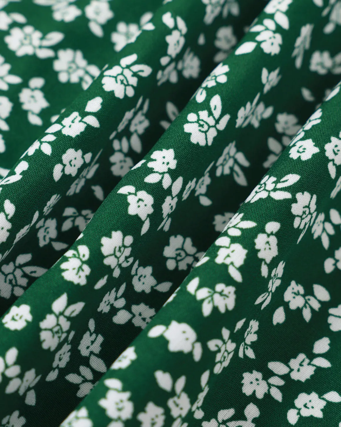 The Green V Neck Floral Button Midi Dress