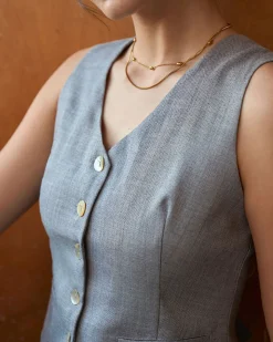 The Grey V-Neck Button Vest