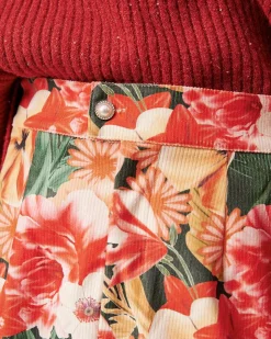 The High Waisted Corduroy Floral Skirt