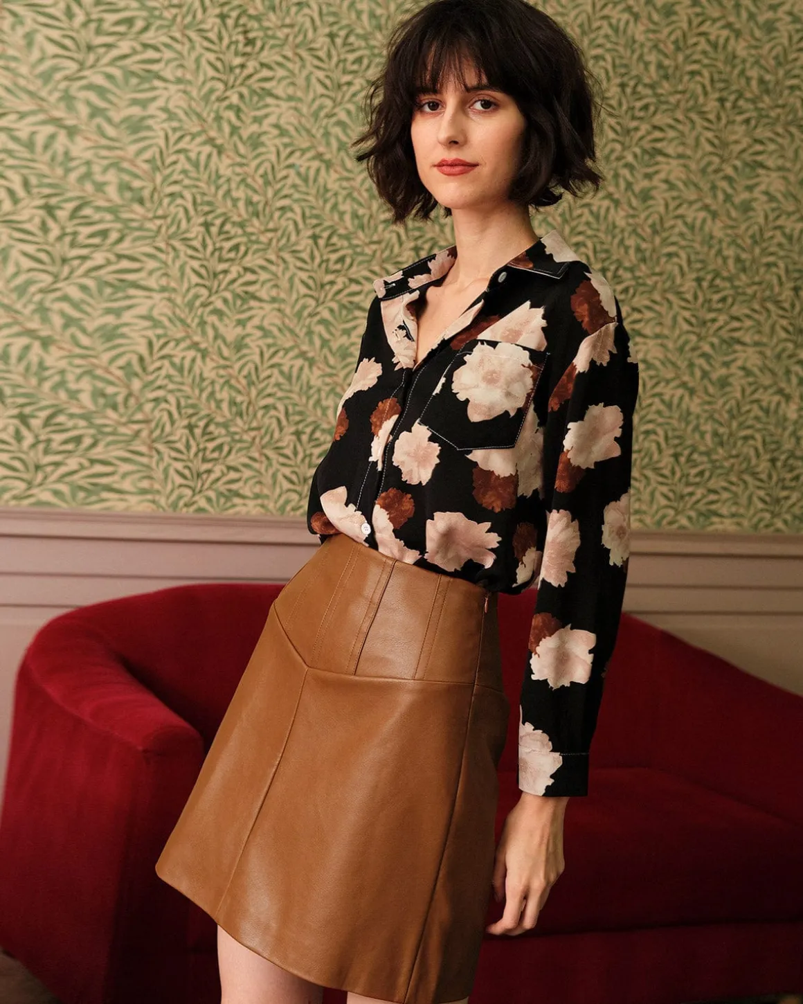 The High Waisted PU Leather A-line Mini Skirt