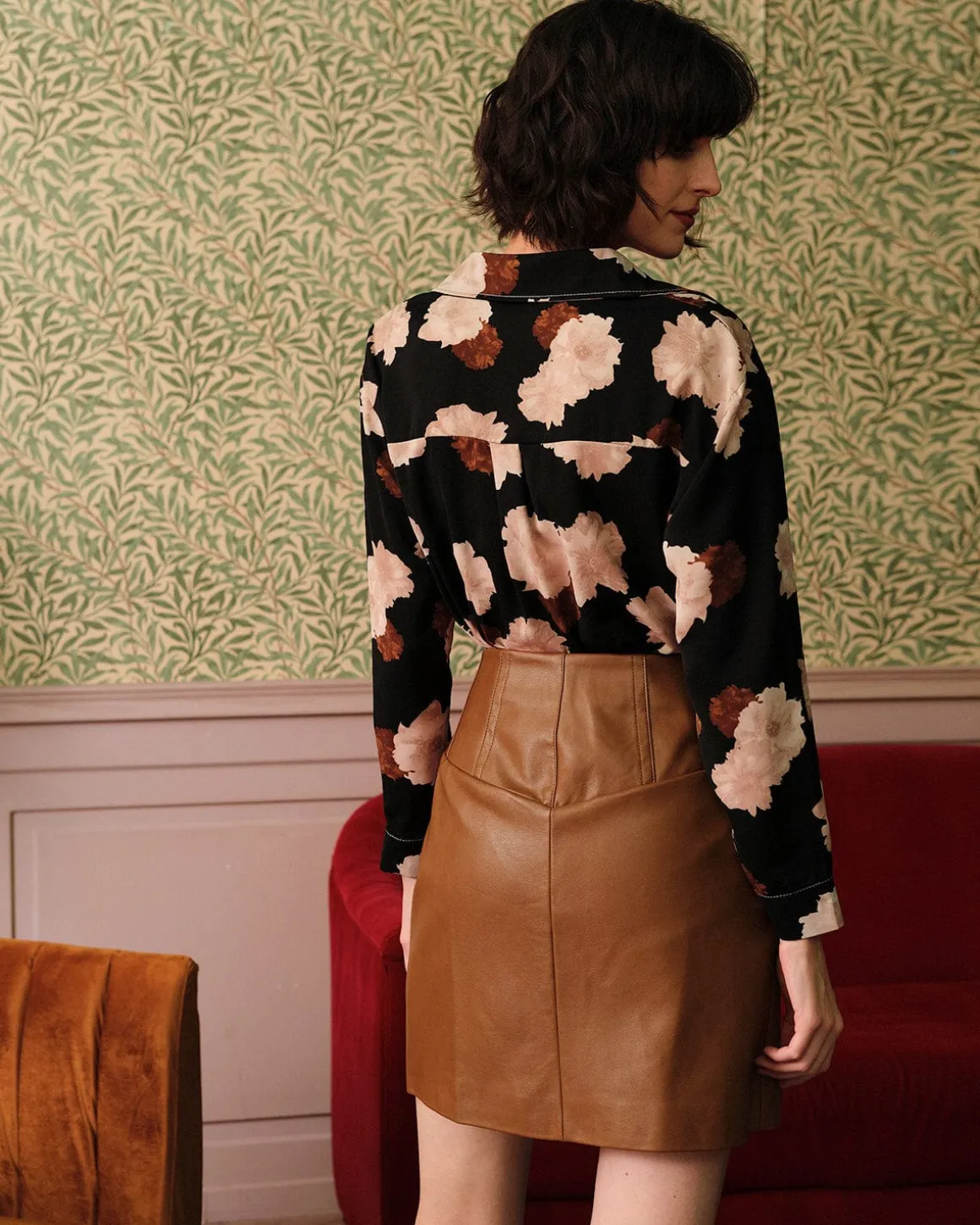 The High Waisted PU Leather A-line Mini Skirt