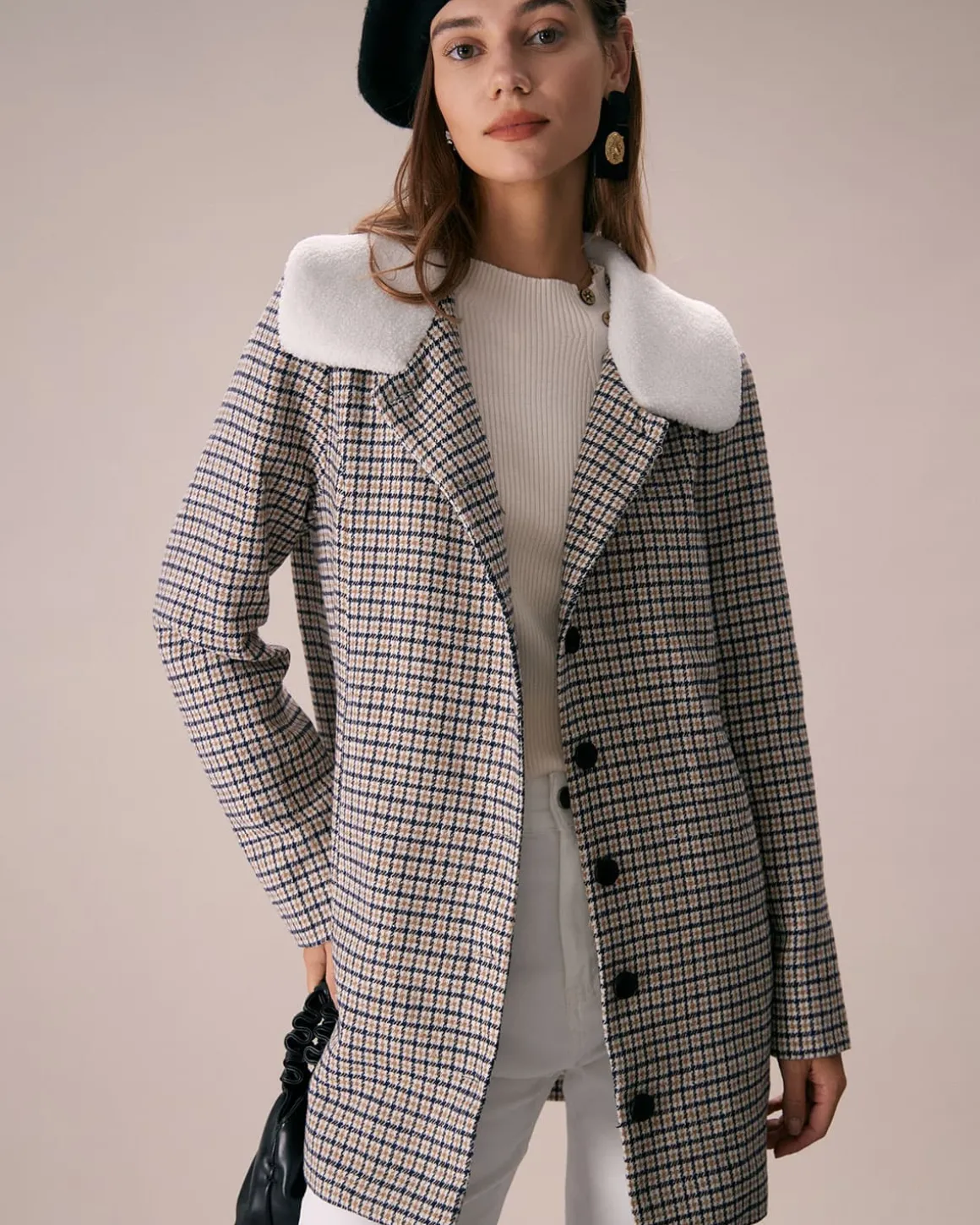 The Khaki Lapel Single Breasted Plaid Blazer