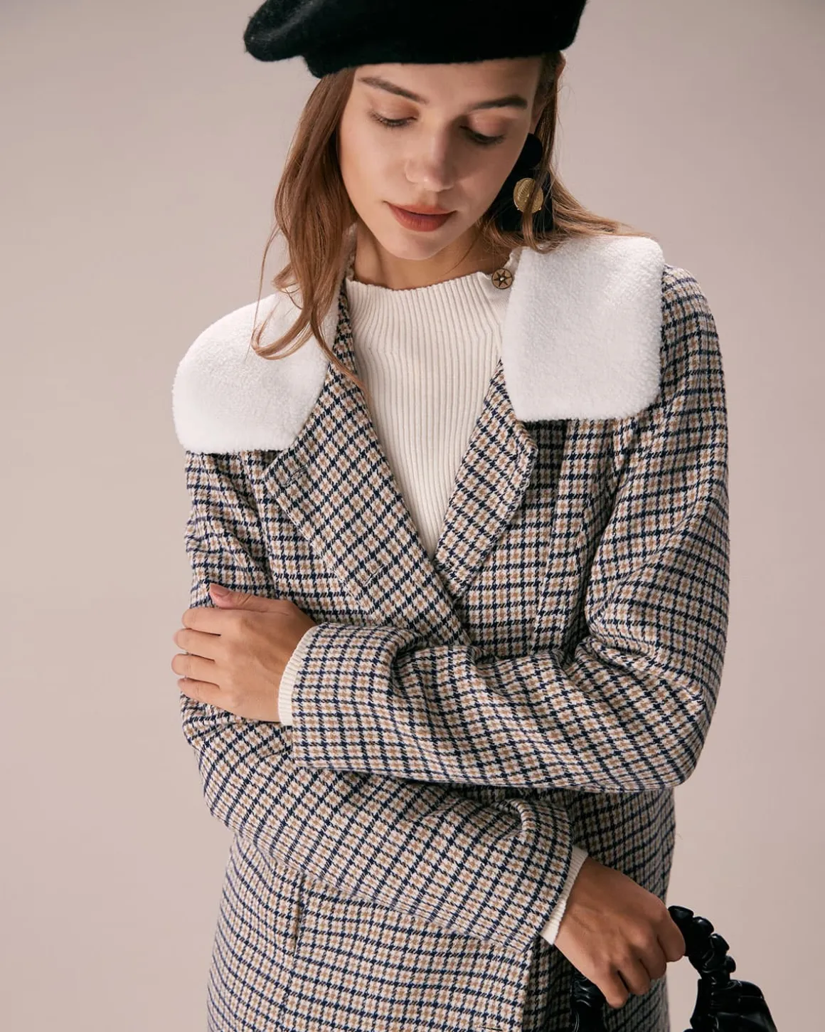 The Khaki Lapel Single Breasted Plaid Blazer