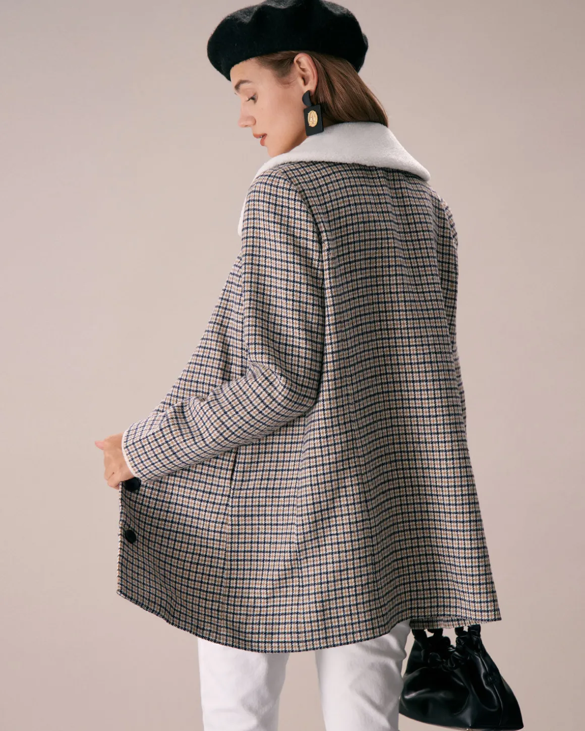 The Khaki Lapel Single Breasted Plaid Blazer