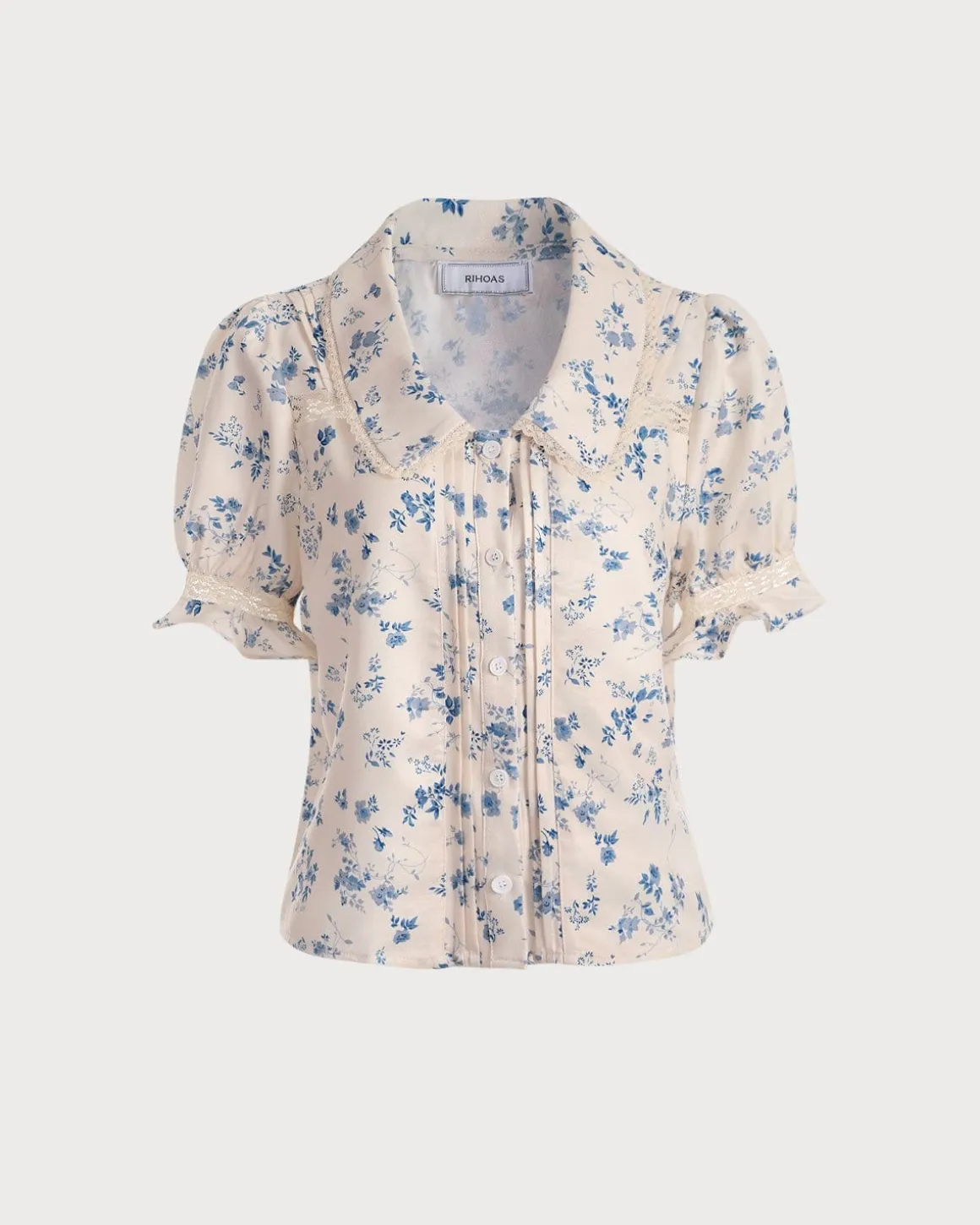 The Lace Spliced Pleated Floral Shirt