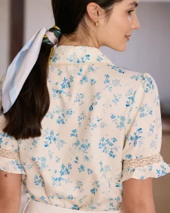 The Lace Spliced Pleated Floral Shirt