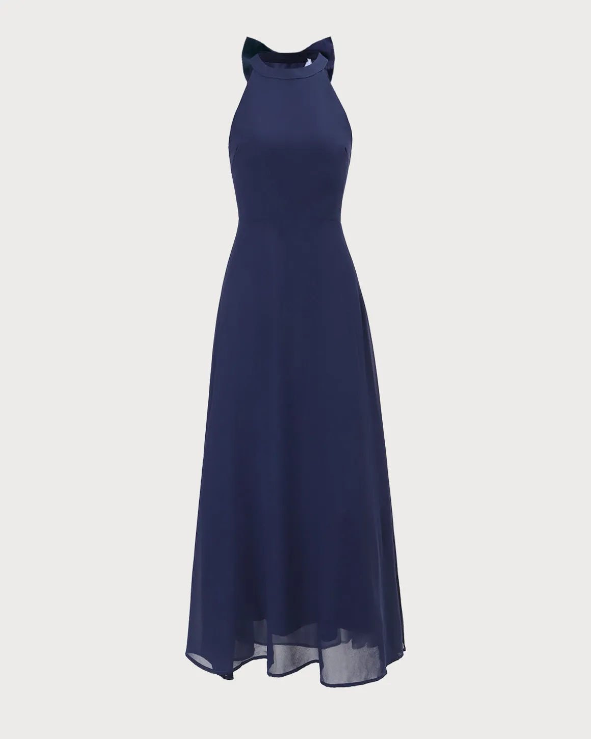 The Navy Halter Bowknot Back Maxi Dress