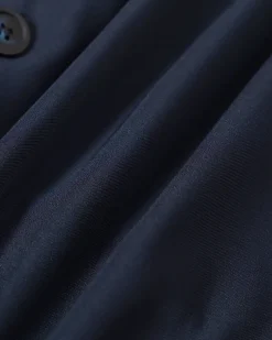 The Navy Lapel Cap Sleeve Button-up Mini Dress