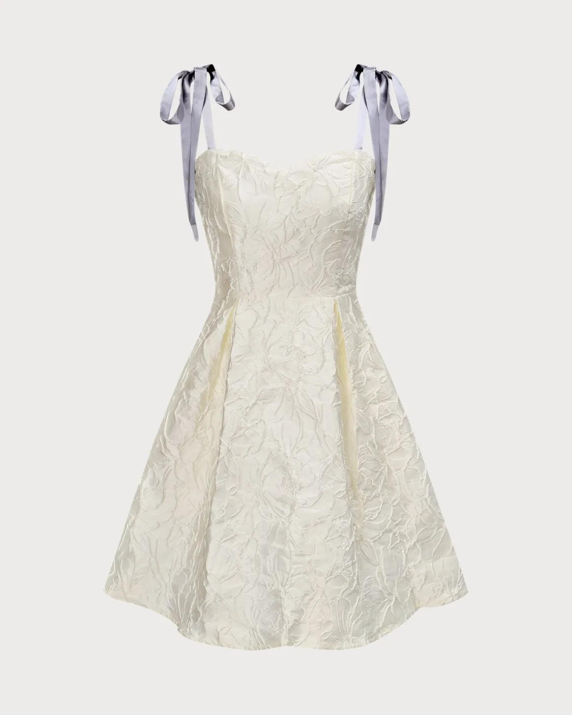 The Off White Jacquard Tie Strap Mini Dress