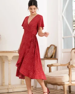 The Polka Dot Ruffle Wrap Dress