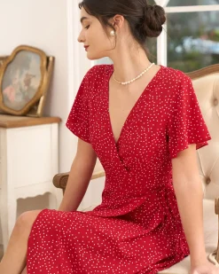 The Polka Dot Ruffle Wrap Dress