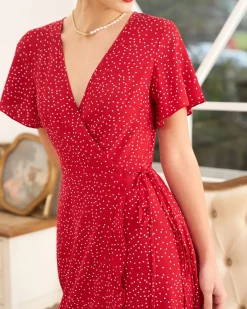 The Polka Dot Ruffle Wrap Dress