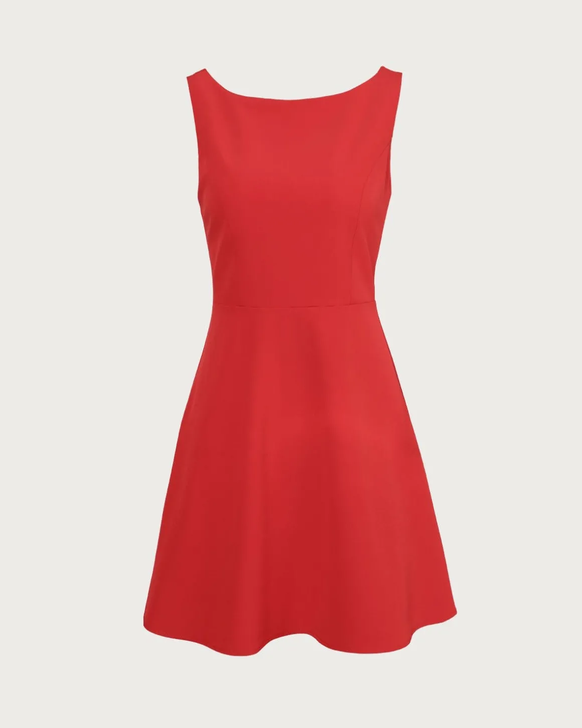 The Red Boat Neck High Waisted Mini Dress