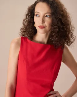 The Red Boat Neck Sleeveless Mini Dress